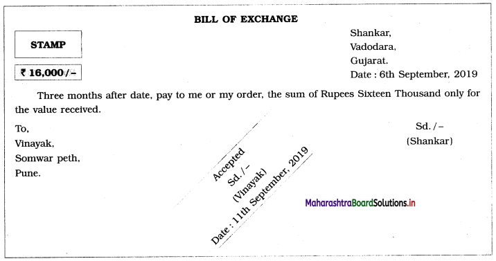 Maharashtra Board 12th BK Textbook Solutions Chapter 7 Bills of Exchange I Q1