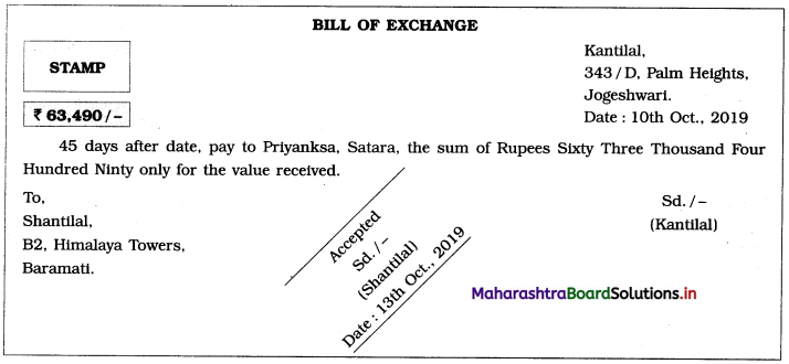 Maharashtra Board 12th BK Textbook Solutions Chapter 7 Bills of Exchange I Q3