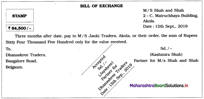 Maharashtra Board 12th BK Textbook Solutions Chapter 7 Bills of Exchange I Q5