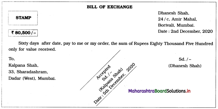 Maharashtra Board 12th BK Textbook Solutions Chapter 7 Bills of Exchange I Q6
