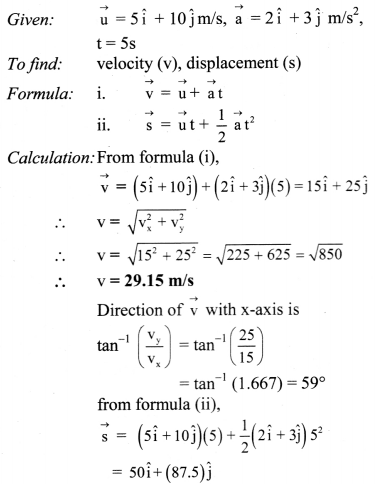 Maharashtra Board Class 11 Physics Important Questions Chapter 3 Motion in a Plane 17