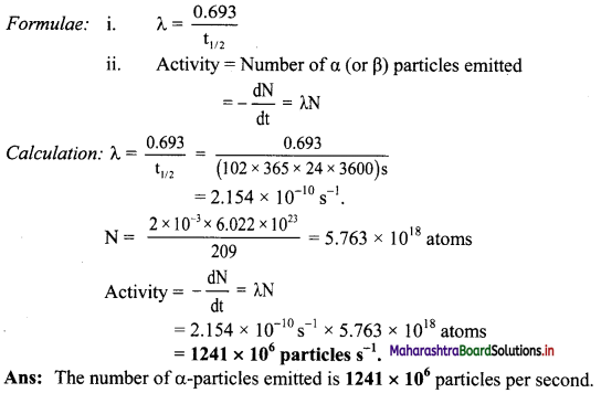 Maharashtra Board Class 11 Chemistry Important Questions Chapter 13 Nuclear Chemistry and Radioactivity 16