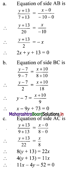 Maharashtra Board 11th Commerce Maths Solutions Chapter 5 Locus and Straight Line Ex 5.4 Q10.1