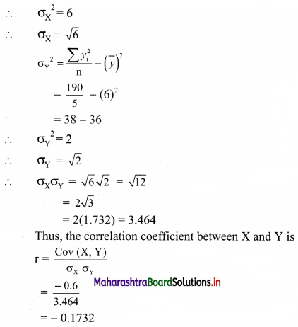 Maharashtra Board 11th Commerce Maths Solutions Chapter 5 Correlation Ex 5.1 Q7.3