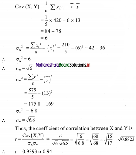 Maharashtra Board 11th Commerce Maths Solutions Chapter 5 Correlation Miscellaneous Exercise 5 Q5.2