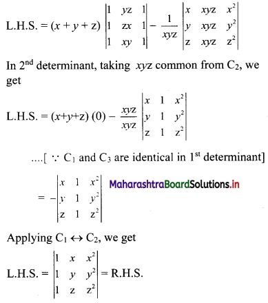Maharashtra Board 11th Commerce Maths Solutions Chapter 6 Determinants Ex 6.2 Q7(ii).1