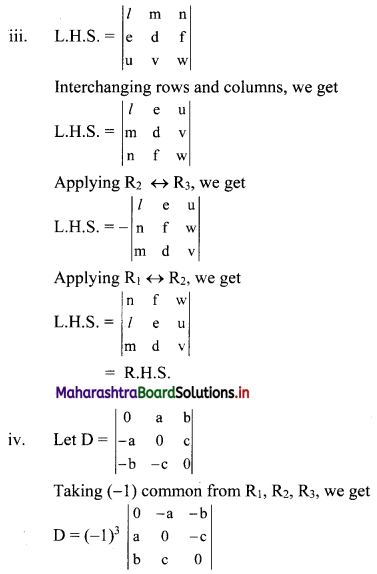 Maharashtra Board 11th Commerce Maths Solutions Chapter 6 Determinants Miscellaneous Exercise 6 Q4.4