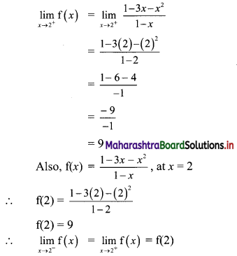 Maharashtra Board 11th Commerce Maths Solutions Chapter 8 Continuity Miscellaneous Exercise 8 I Q1(i)